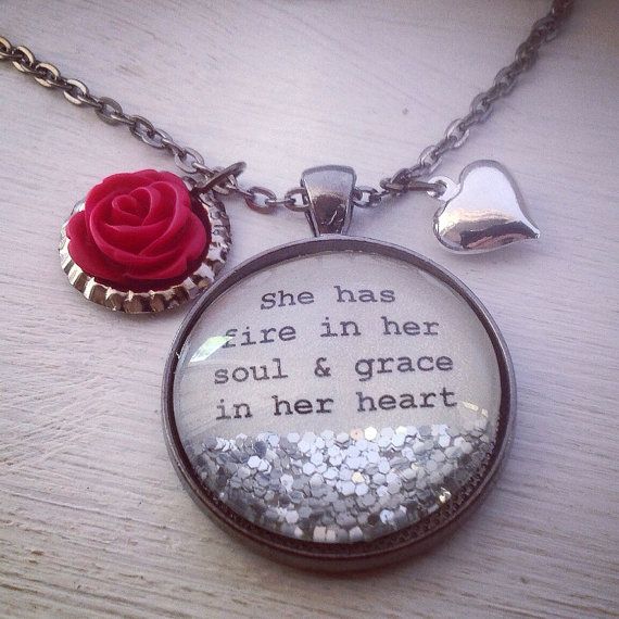 Personalized Jewelry, Inspirational Quote Necklace, she Has Fire in Her